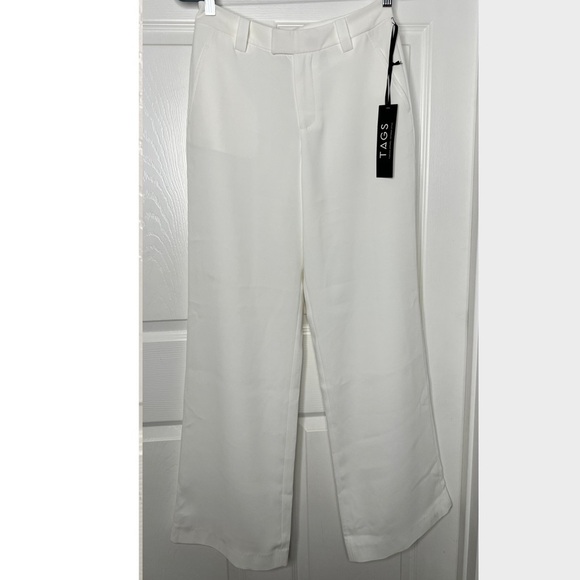 NWT Timeless Apparel Getaway Style Crepe White Trouser Pants Wide Sz XS - Picture 1 of 12